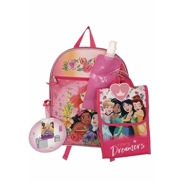 Pink Disney Princess 5 Piece Large Backpack Set 16" - Picture 1 of 4